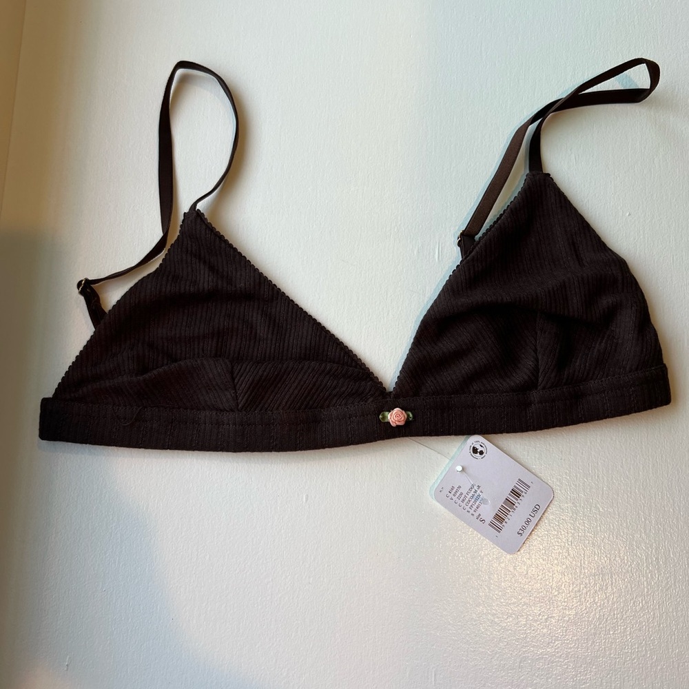 Free People Piintelle Triangle Bralette in Cocoa SIZE S NWT - Picture 2 of 5